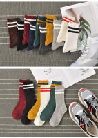 Calcetines De Algodón Para Mujer Estilo Retro Coreano Japonés Clásicos Con Rayas De College Street Calcetines Largos De Media Caña Regalo Para Niñas - details 0