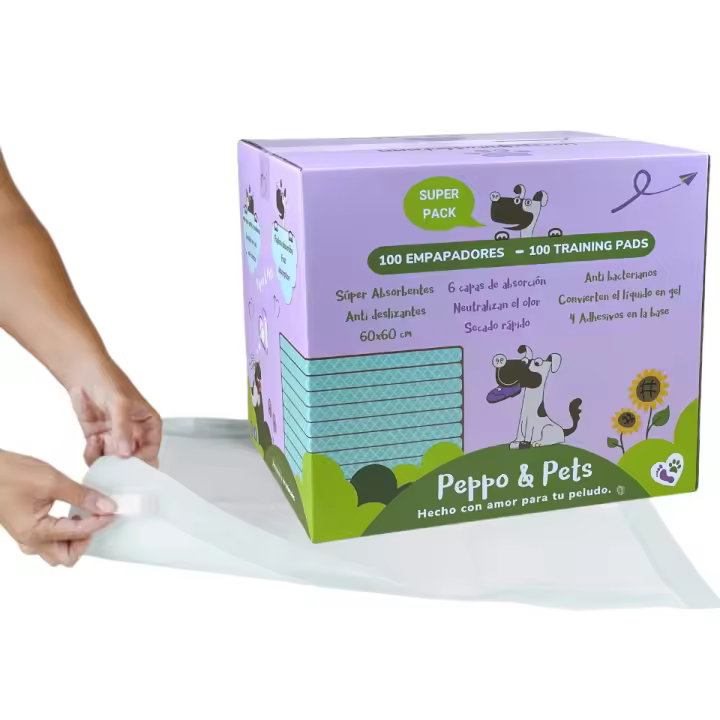 Peppo and Pets -Empapadores para perros-Caja con 100 Unidades -6 Capas Súper absorbentes -60 cm x 60 cm -Secado rápido -Antibacteriano - 1