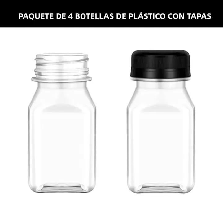 4 Pcs Botellas De Jugos De Plástico Nuevas 120ML/150ML Transparentes Lids Anti-Robo Contenedores De Bebida Vacíos Cuadrados Para Leche - 1