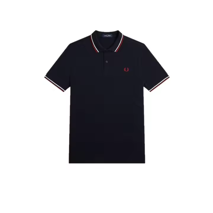 Fred Perry Slim Fit Twin Tipped Polo Navy / Snow White / Burnt Red - 1