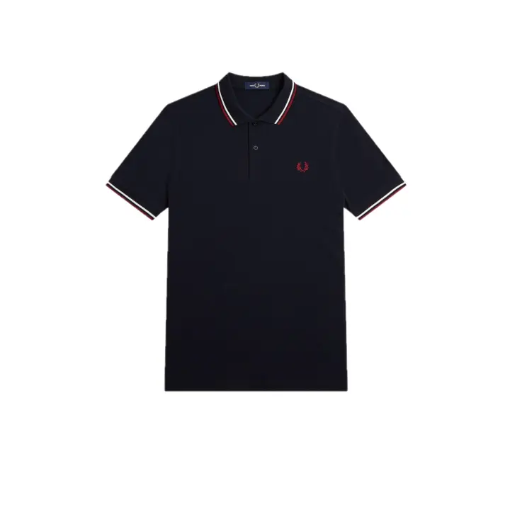 Fred Perry Slim Fit Twin Tipped Polo Navy / Snow White / Burnt Red - 1
