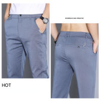 Pantalones Casuales Para Hombre Verano 2024 Elásticos Ajustados De Cintura Media Color Sólido Talla 28-38 Ropa De Marca Coffee - details 11