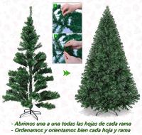MEJORADA Árbol de Navidad Verde Artificial Abeto Extra Relleno de Hoja Espumillón 150-240cm Arboles con Soporte Metálico - details 4