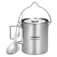 LIXADA Taza De Acero Inoxidable Portátil De 750ml Con Tapa Y Manija Plegable Para Camping Cocina Picnic Deportes Al Aire Libre - details 0