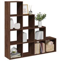 vidaXL Librería divisora 4 niveles madera negra 131,5x29x131,5 cm en color Negro/Gris sonoma/Gris hormigón y más - details 4
