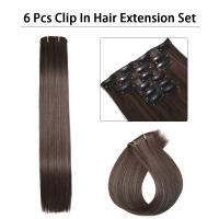 Extensiones De Cabello Sintético Longitud 24 Pulgadas Color Platinado Y Negro 16 Clips 6 Piezas Rastros Resistente Al Calor Para Mujeres - details 5