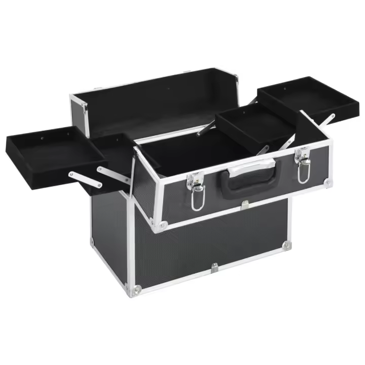 vidaXL Estuche de Maquillaje Caja Maletín de Belleza Tocador Aluminio Color Negro,  Plateado,  Rosa y mas - 1