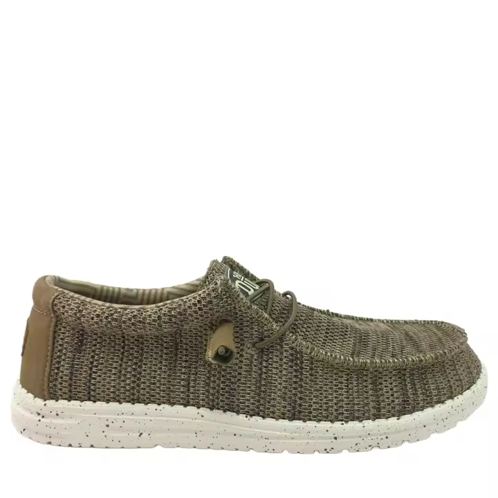 HEY DUDE Cómoda Hombre WALLY LINEN NATURAL con Cordones Elásticos Marrón - 1