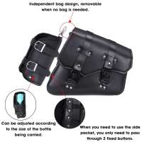 Bolsas De Silla Para Motocicleta De Cuero PU Con Portabotellas Impermeable Universal Para Cruiser Custom Cafe Racer Equipaje - details 3