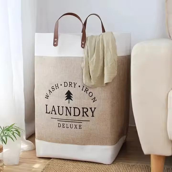 Cesta De Ropa Grande De Algodón Plegable Estilo Clásico Para Guardar Ropa Sucia Caja De Almacenamiento Doméstico - 1