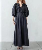 Vestido Largo Recto Casual Para Mujer REALEFT 2023 Con Mangas Lanternas Y Cierre De Encaje Suéter De Algodón Y Poliéster Otoño Primavera - details 3