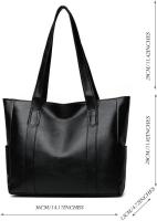 Bolsos de mano para mujer, bolsos sencillos de piel sintética con asa superior, bolsos de mano para el trabajo, la escuela, las compras, con cremallera y bolsillo interior (negro) - details 0