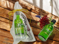 Lote de 10 miniaturas de bebida de 5 cl y sacacorchos en chupito de cristal con bolsa de regalo con lazo - Regalos originales para invitados de boda, aniversarios, comuniones, bautizos, cumpleaños, despedidas de soltero/soltera - details 3