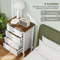 HOMCOM Cómoda con 4 Cajones Cómoda de Dormitorio Estilo Francés con Diseño Anti-vuelco Cajonera para Salón Pasillo 60x40x98,5 cm Blanco y Roble - details 1