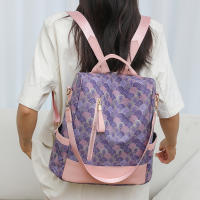 Mochila Elegante Para Mujer De PU Cuero Ligero Y Antirrobo Con Estampado Floral Estilo Casual Para La Escuela Y La Juventud - details 12