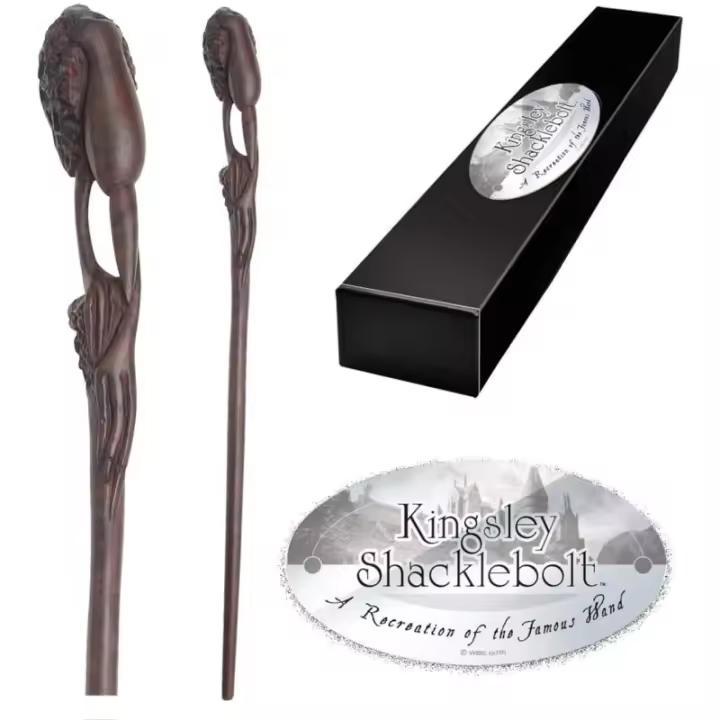 Replica the noble collection harry potter kingsley shaklebolt varita con caja y placa de identificacion - 1
