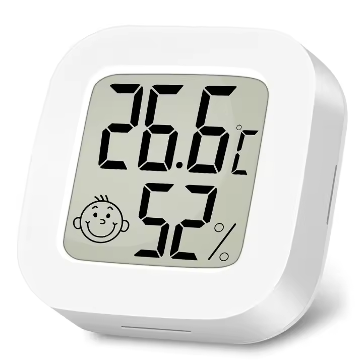 Higrometro Digital Termometro, 1 Piezas Mini Termómetro Interior del Higrómetro, Pantalla LED con Logo de Confort para Termometro Ambiental para Hogar Oficina Dormitorio Jardín (Blanco) - 1