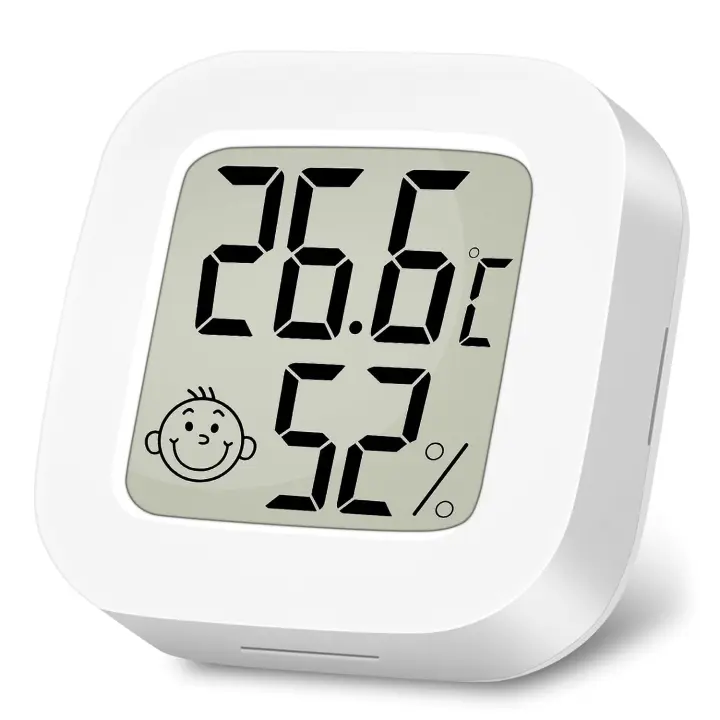 Higrometro Digital Termometro, 1 Piezas Mini Termómetro Interior del Higrómetro, Pantalla LED con Logo de Confort para Termometro Ambiental para Hogar Oficina Dormitorio Jardín (Blanco) - 1