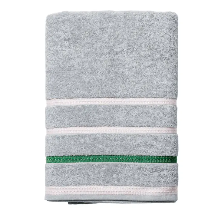 Toalla de baño 70x140cm 450GSM 100% Algodón gris con rayas - 1