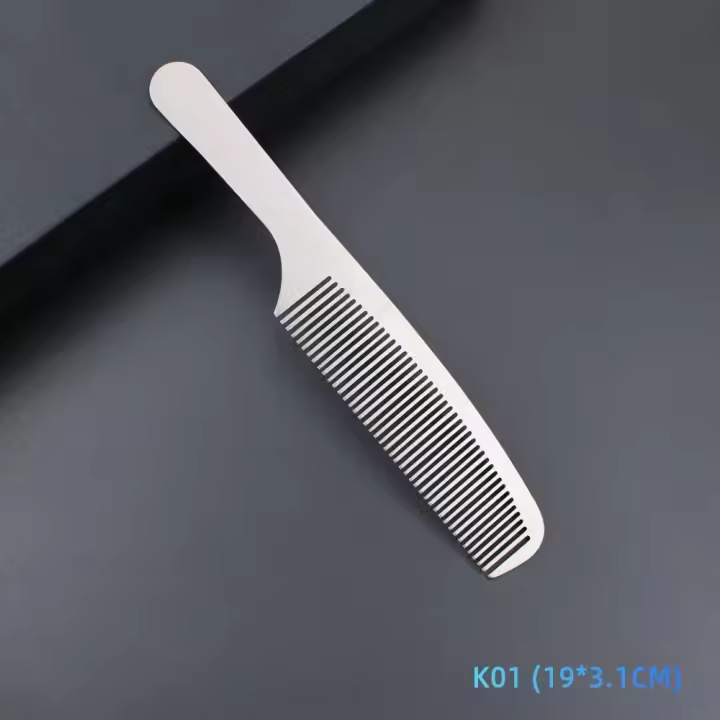 Peine De Acero Inoxidable Para Corte De Cabello MJ Conjunto De Peines Finos Y Rat Tail Set De Peluquería Color Plata - 1