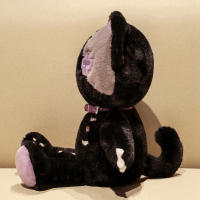 Muñeco De Peluche Gato Esqueleto Negro Kawaii Creativo Animal De Peluche Cojín Gótico Para Niños Regalos De Halloween Tamaño 40cm Relleno De Algodón PP - details 7