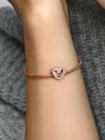 Brillantes-Baño de Oro Rosa de 14 K Pandora - Charm de Corazones entrelazados - details 3