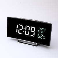 Reloj De Alarma Digital Con Pantalla Curva Mostrador De Tiempo/ Fecha/ Temperatura/Humedad 12/24h 3 Alarmas Ajustable Brillo Reloj De Mesa Europeo - details 12