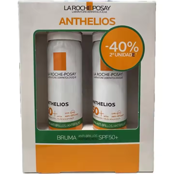 DUPLO La Roche-Posay Anthelios Bruma Facial Invisible Anti-Brillos SPF50 (2 x 75ml) - Pack Ahorro Protector Solar Mate Reaplicable - 1