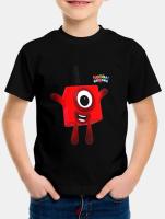 Camiseta De Niños Con Bloques De Números Cartoon Y Negro Manga Corta Estilo Inglés Microfibra Verano Para Niños Boys - details 1