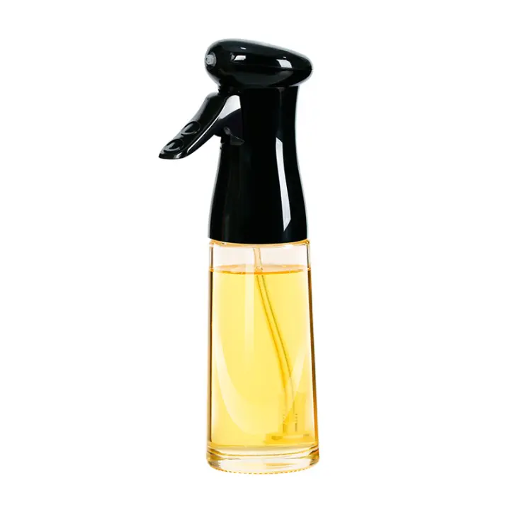 Pulverizador Aceite Spray Aceite Cocina 200ml Aceitera Spray con Cepillo de limpieza, Rociador de Aceite para Ensaladas, Cocción, Horneado, Pasta y Barbaco Plástico Filtro|Tapa abatible (Negro) - 1