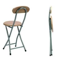 MIRAMAX-Silla Plegable Metalica y Madera con Respaldo,Taburete de Madera 74 x 35 x 30 cm,Ideal para Cocina,Jardín,Salón,Bar - details 2
