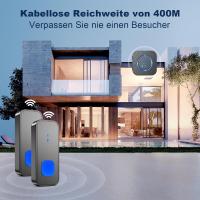 Timbre inalámbrico para exterior e interior, resistente a Agua, con 2 transmisores y éxito de 400 m. Juego de timbre inalámbrico para el hogar con 55 melodías, 5 volúmenes e indicador LED. - details 1