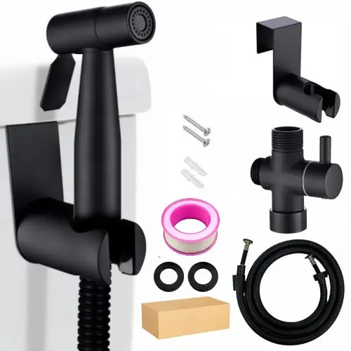 ZC Pulverizador de Inodoro de bidé de mano de Nueva Versión, juego de rociador de bidé de Baño de Maple inoxidable Premium - 1