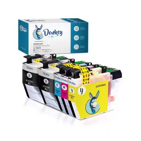 Donkey pc - Cartuchos Tinta Compatible Brother LC-3219 LC-3217 (2 Negros, 1 Magenta, 1 Cian, 1 Amarillo) - 1