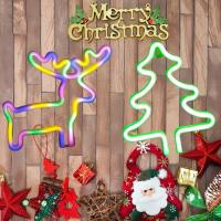 2pcs Luces Neón Navidad Árbol Y Ciervo Decoración LED Para Fiesta Navidad Dormitorio Sala Comedor Regalos De Vacaciones - details 0