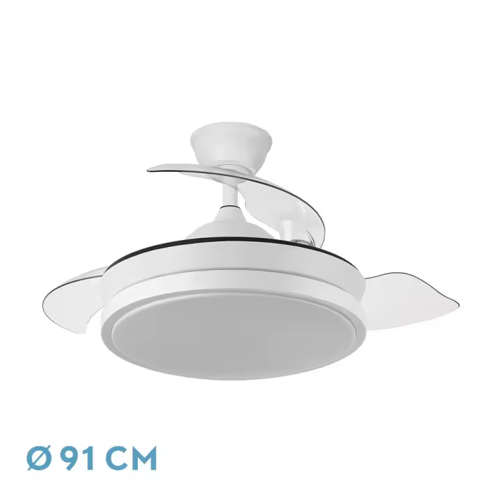 Ventilador Dc Escorpion Mini 59w Blanc 3aspas Desp. 91d 6980lm Remot+temporiz+memoria | para habitaciones medianas y pequeñas - 1