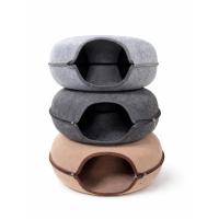 COTTECOTA– Cama Cueva para Gatos de Fieltro Tipo Túnel – 2 Tamaños M:50x50x20cm y L:64x64x28cm – Marrón, Gris y Gris oscuro – Lugar de entreteniemiento y descanso - details 3