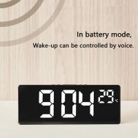 Reloj De Alarma Digital Con Espejo LED Y Soporte Para Teléfono Muestra De Temperatura Y Fecha Reloj De Noche Para El Lecho - details 2