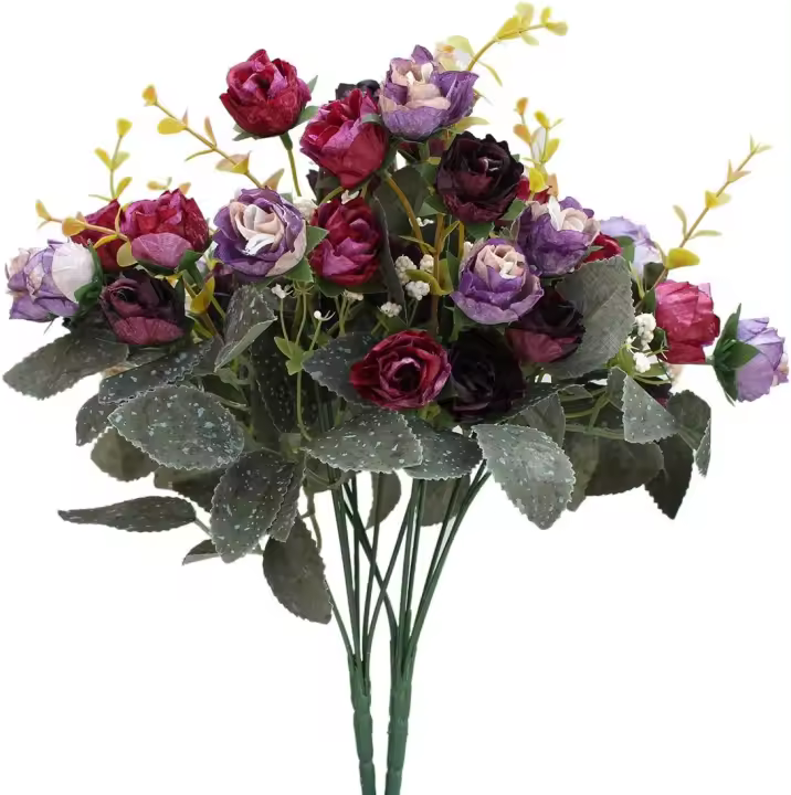 Rosa De Seda Artificial 1PC Para Arreglo Floral En Vaso Decoración De Navidad Boda Año Nuevo Scrapbooking Bouquet De Casa - 1