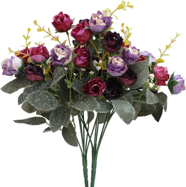 Rosa De Seda Artificial 1PC Para Arreglo Floral En Vaso Decoración De Navidad Boda Año Nuevo Scrapbooking Bouquet De Casa - 1