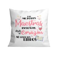 Cojín con frase : " Las Mejores Maestras Enseñan desde el Corazón NO Desde los Libros " . Regalo profe . Frase Maestra . Cojines Profesora45x45cm . - details 0