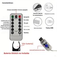 Guirnalda De Luces LED Para Ventana 6x3M/3x3m Con Control Remoto Y Alimentación USB Decoración Navideña Para Casa - details 6