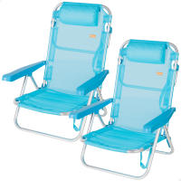 Aktive - Silla de playa plegable, multiposición, aluminio y textileno, asiento bajo, incluye cojín acolchado, asa de transporte, silla reclinable de playa, respaldo reclinable - details 12