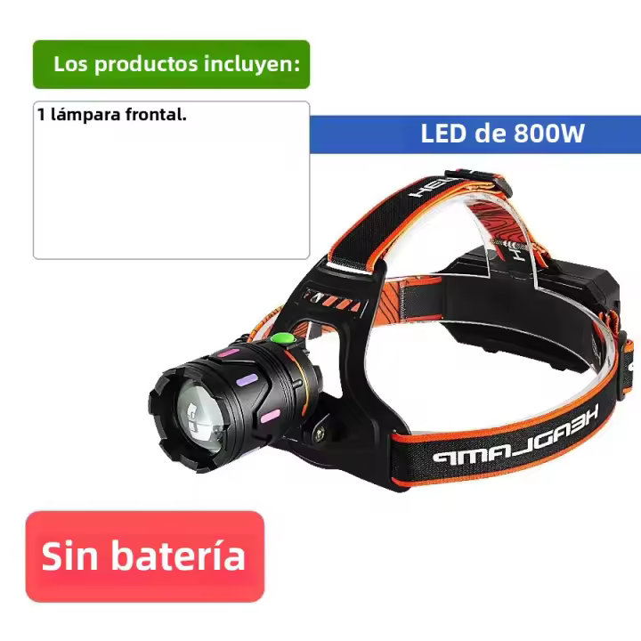 Linterna Frontal Recargable Super Fuerte 1600000LM 800W Con Luz COB Para Camping Al Aire Libre Fuente De Luz LED Impermeable - 1