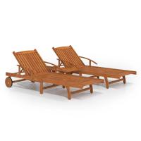 vidaXL Tumbona de madera maciza de acacia Modelos de 1 tumbona, 2 tumbonas con mesa, 2 tumbonas Sillas de Exterior Ideal para jardín, playa, piscina, terraza Tumbona Piscina Tumbonas Playa Tumbonas Jardín Exterior - details 1