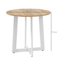 HOMCOM Mesa de Comedor Redonda para 4 Personas Mesa de Cocina Moderna con Tablero de Madera y Base de Acero Cruzada para Salón Ø80x75 cm Roble - details 2