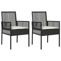 Sillas de Jardín vidaXL 2 pcs con Cojines Negro Poliratán - details 1