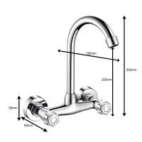 Grifo De Cocina De Alta Presión En Latón Grifo Mezclador Giratorio De 360 Grados Para Bano De Dos Agujeros Grifo De Fregadero De Vegetales Montado En La Pared - details 0