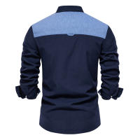 Camisa Oxford de talla europea para hombre, tops informales de manga larga con bloques de color de alta gama, primavera 2024 - details 4