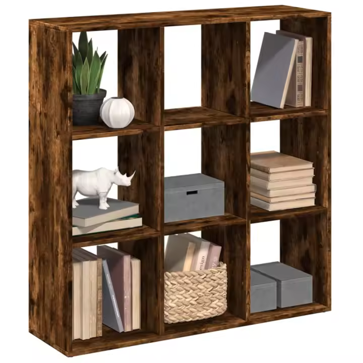 vidaXL Librería divisor madera ingeniería 102x29x103,5 cm en color Gris sonoma/Madera antigua/Roble ahumado y más - 1